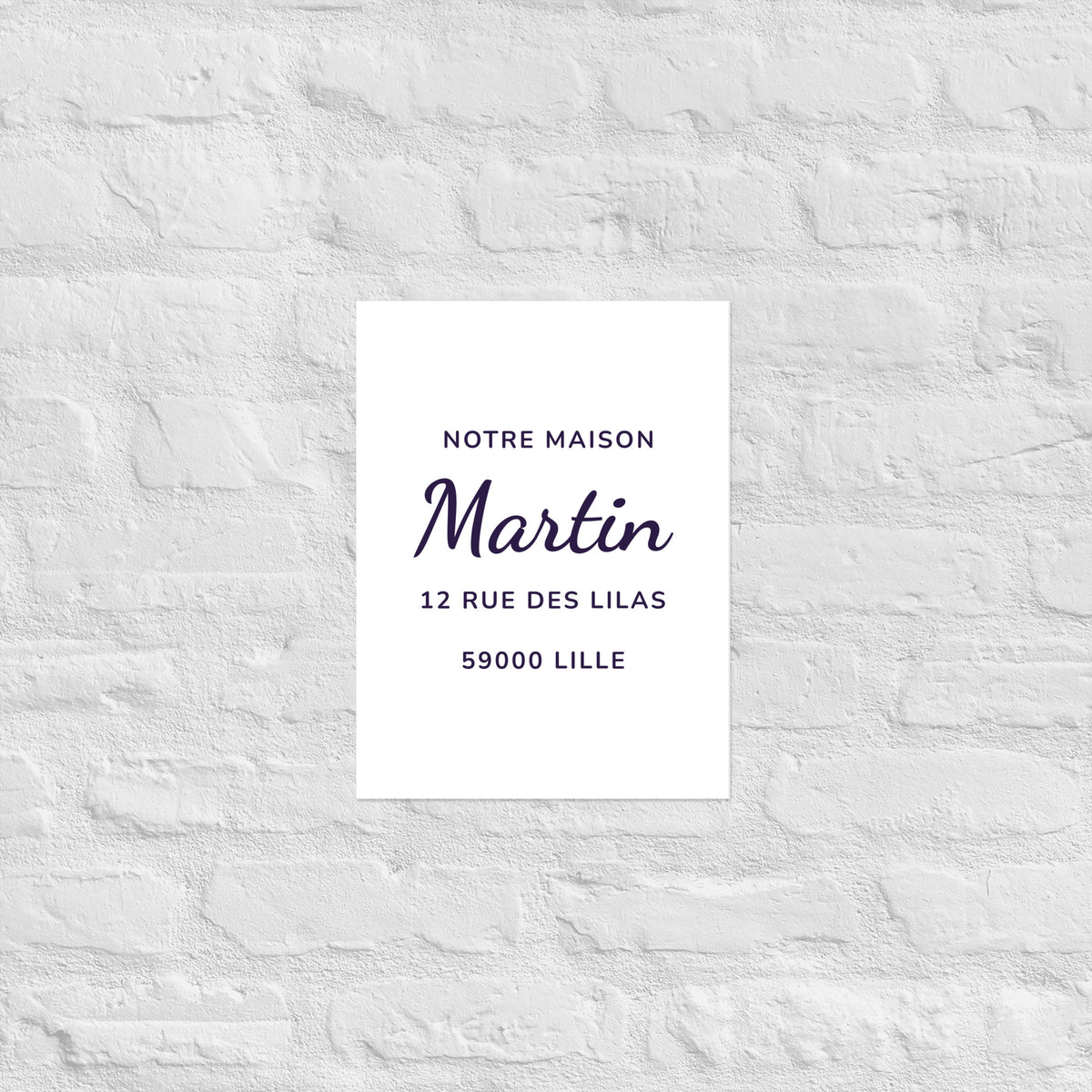 Affiche personnalisée « Notre maison » accrochée au mur, format 30 × 40 cm