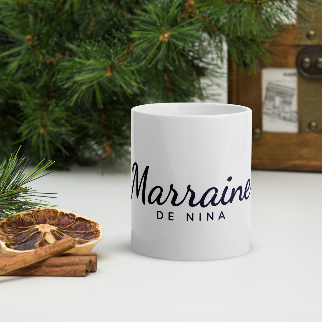 Mug personnalisé « Marraine de… » avec le prénom de votre filleul ou filleule