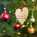 Cœur en bois « Notre premier Noël » personnalisé pour les amoureux